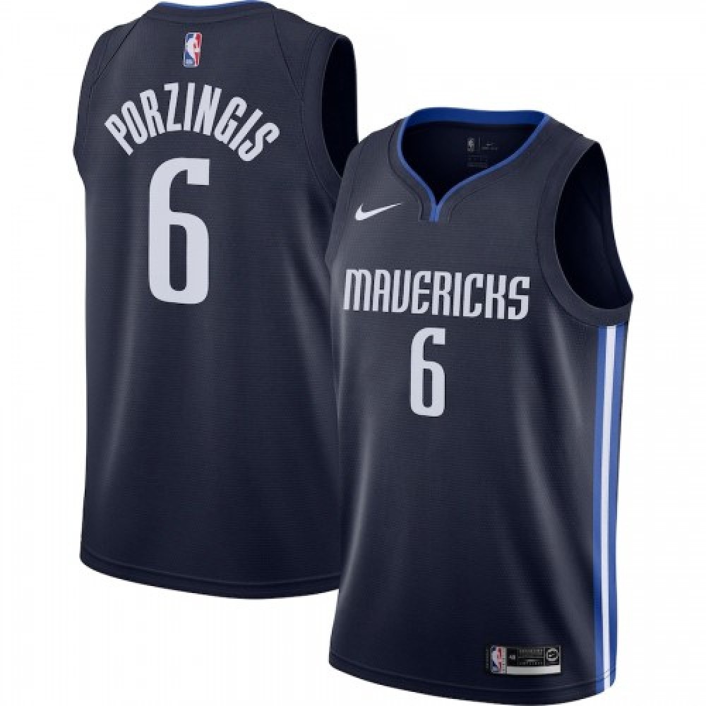 Men's Dallas Mavericks Kristaps Porzingis #6 Navy Finished Swingman Jersey - Statement Edition-Pro Kit Vault | Brand New 26/27 Sports Jerseys